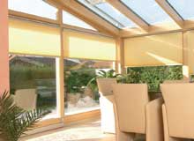 Freehanging duette blind with Somfy wirefree battery Power